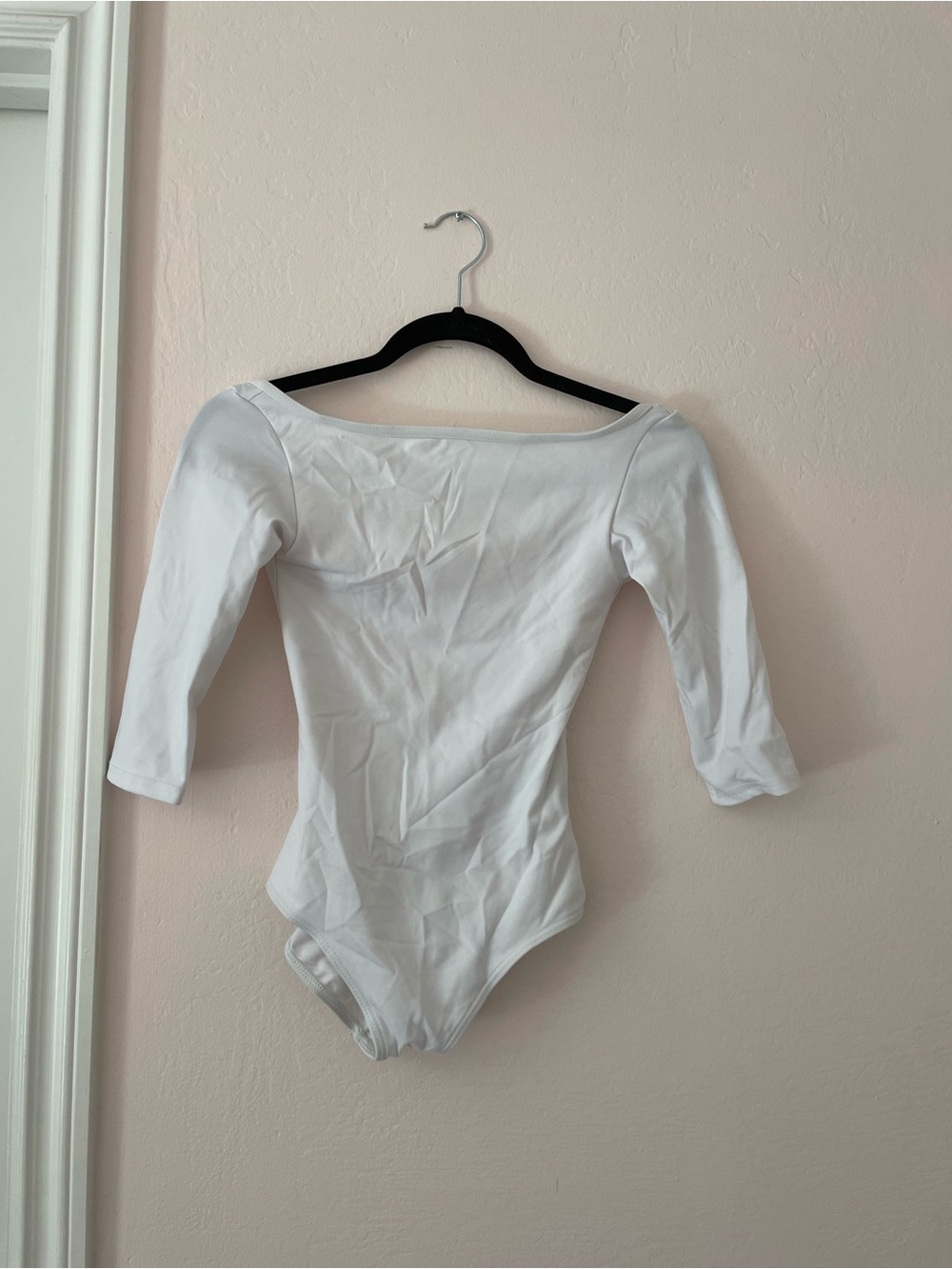 Capezio White Womens Three-Quarter Sleeve One-Piece Leotard
